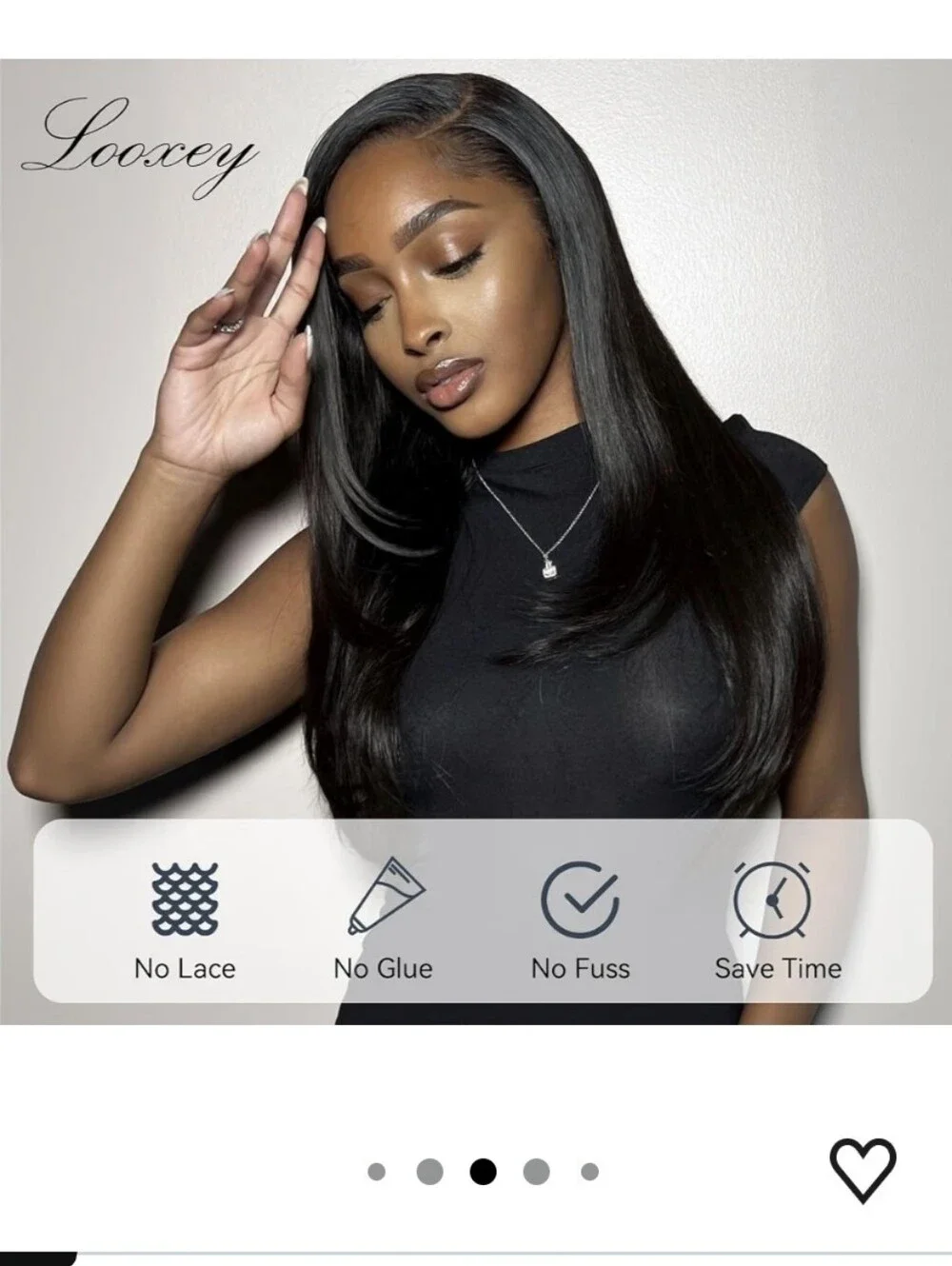 Sleek Long Straight Half Wig with V-Layer in Black